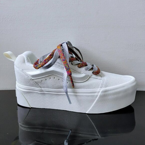 Vans Women Knu Stack/Platform Suede Sneaker in Amazing Laces Multi/Marshmallow - Picture 1 of 13